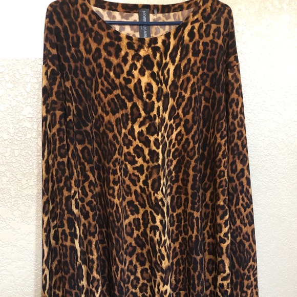 Norma Kamali Pantera Leopard Print Long Sleeve Shirt Size XL - Picture 1 of 5